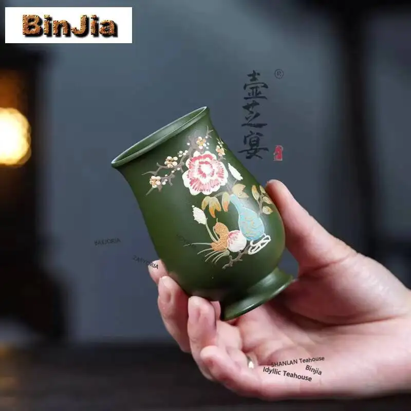 170ml Yixing Zisha Clay Drawing Teacup Ancient Tea Bowl Cup For Tea Tea-tasting Smelling Cup Jianzhan Master Cups Tea Services