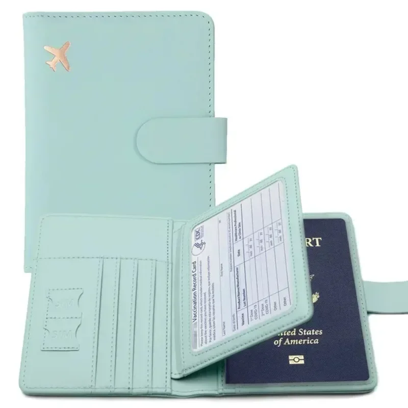 Couverture de passeport en cuir PU pour hommes et femmes, porte-passeport de voyage avec porte-carte de crédit, étui de protection portefeuille