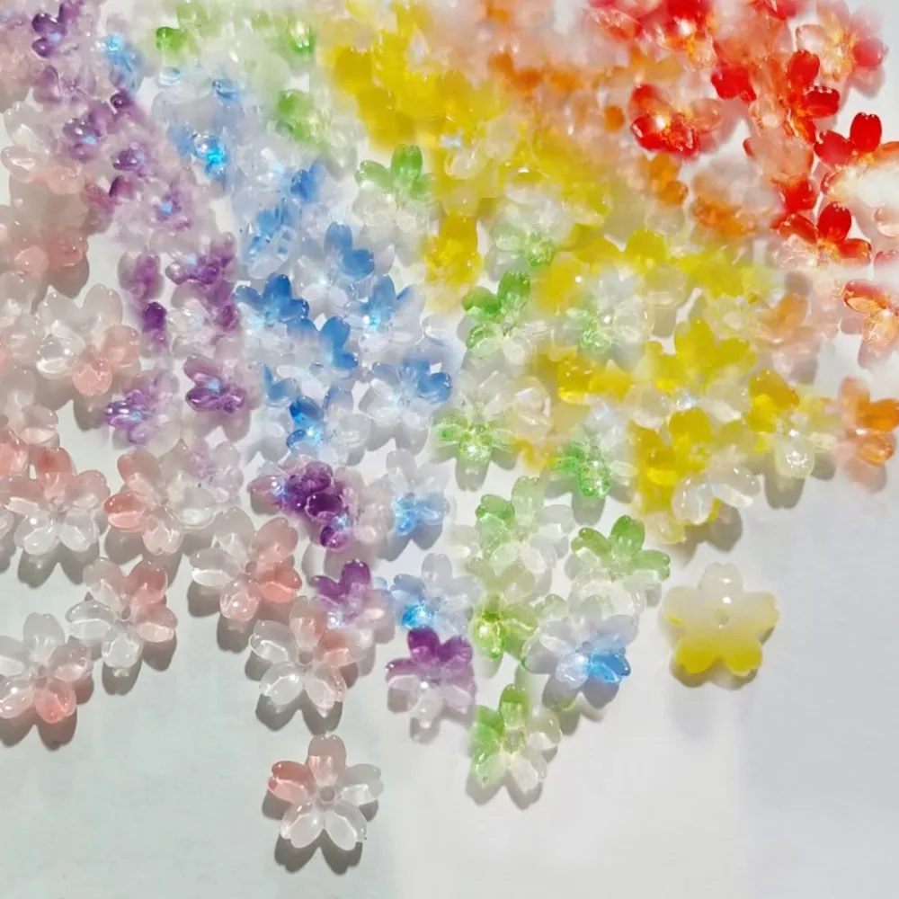 100 шт., градиентные цвета, восточные вишневые бусины, ручная работа, 3D мини-разделитель Сакура, свободные бусины, каваи, прозрачные