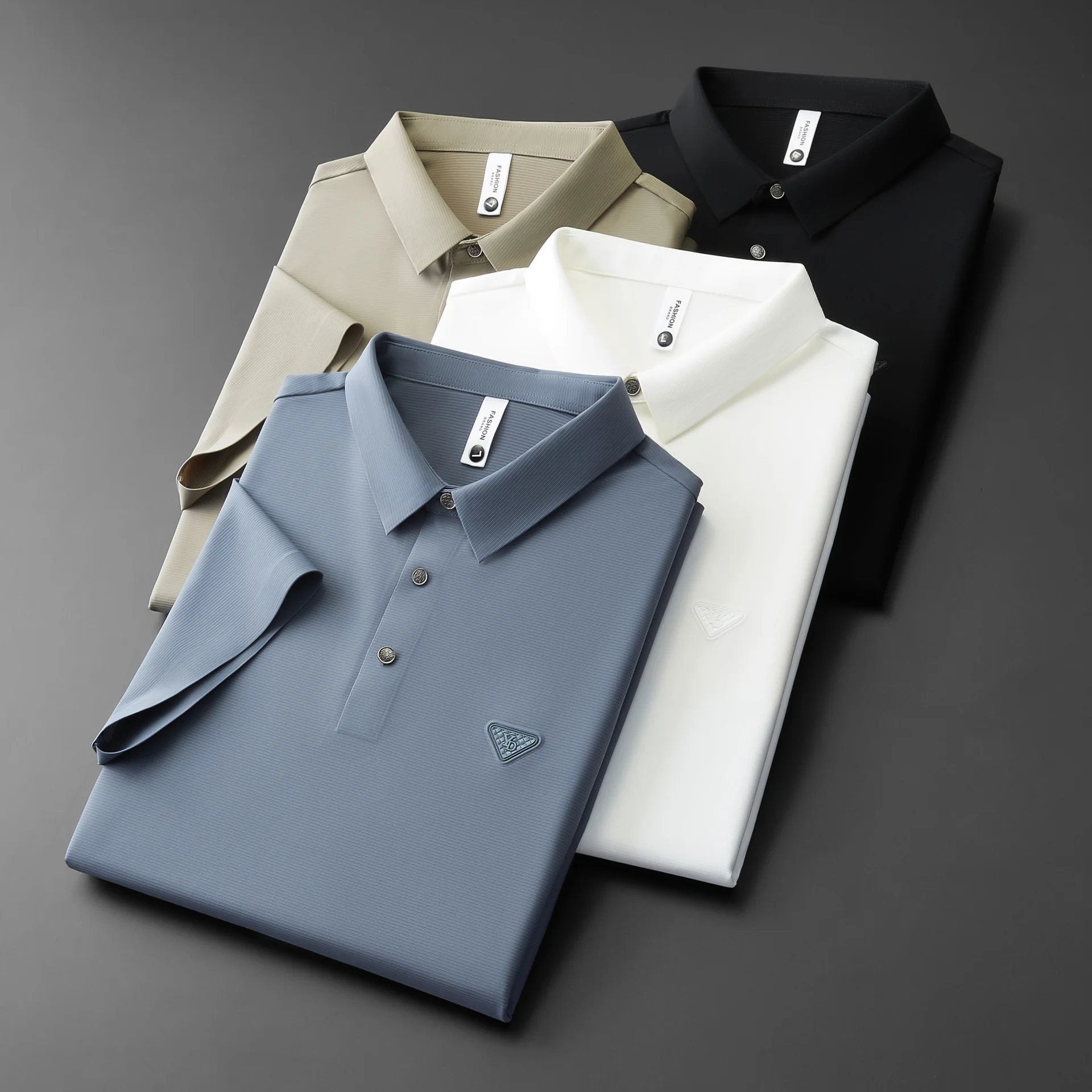 BOWEYLUN الأعمال عارضة قصيرة الأكمام قميص بولو الرجال الصيف تمتد الذكور بلون تي شيرت