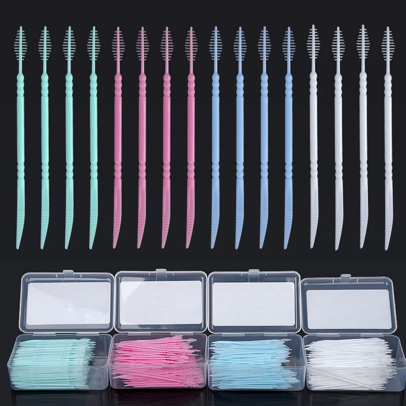 300pcs Toothpick Brush Double-headed Disposable Household Interdental Brush Teeth Picking Dental Floss