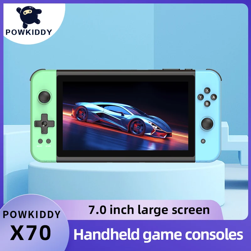 New POWKIDDY X70 Handheld Console 7 Inch HD Screen Retro Video Game Players Cheap Children's Gifts Support Two-Player Games