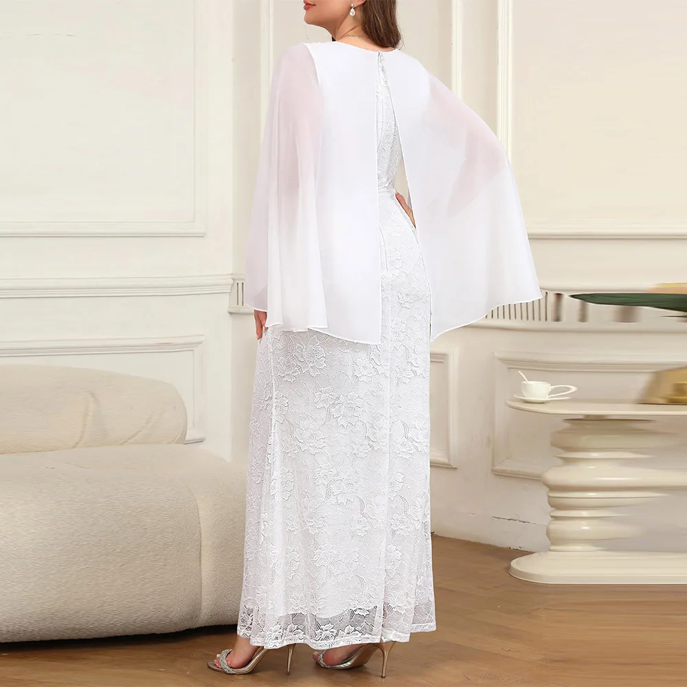 Personalizado elegante vestidos formais chiffon capelet plissado mangas com decote em v renda mãe da noiva vestido de baile vestidos longos 2025