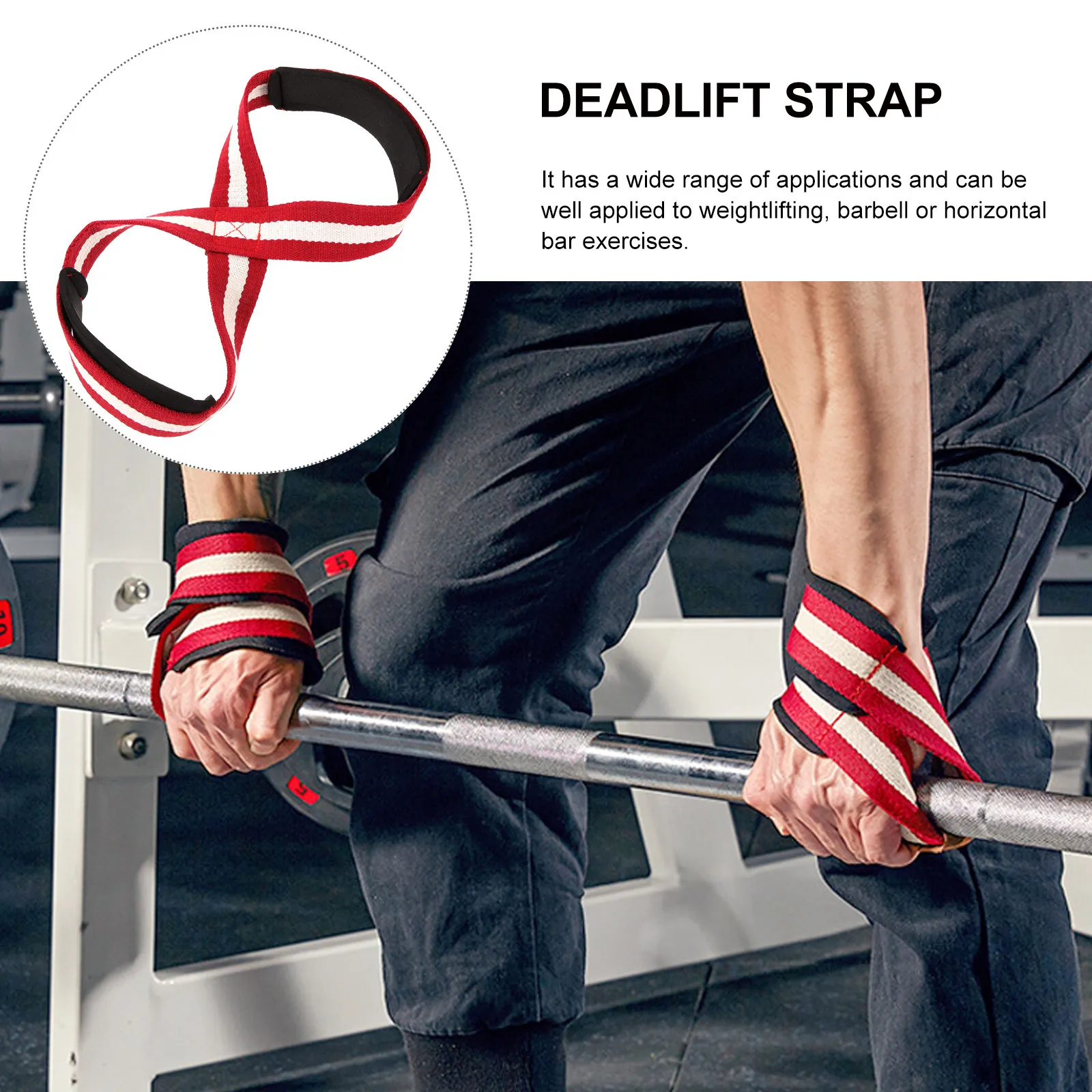 1Pair Figure-Eight Deadlift Straps Lightweight Compact Lifting Straps for Weightlifting Power Lifting Wrist Support Grip Aid