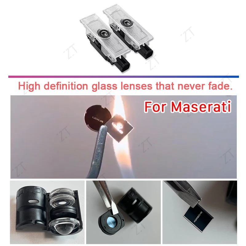 For Maserati Quattroporte Ghibli Levante HD Glass Lens Car Door Light Laser Decor Projection Lamp Never Fade Car Accessories