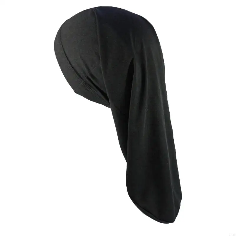 72XE Men's Long Tail Hair Wrap High Absorbency Polyester Head Scarf Turban Hat for Easy Hairstyle Management After Bathing