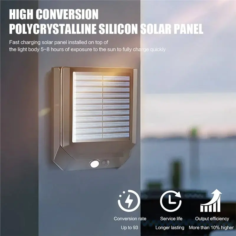A69eoutdoor Led Wall Lamp 2Pcs Solar Powered Courtyard Light With 3 Modes Waterproof Motion Sensor Security Street Lights Patio