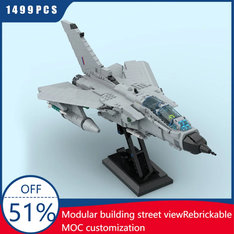 

1499PCS MOC Military Series Panavia Tornado GR Fighter Plane Model Building DIY Assembled Educational Children Toys Xmas Gifts