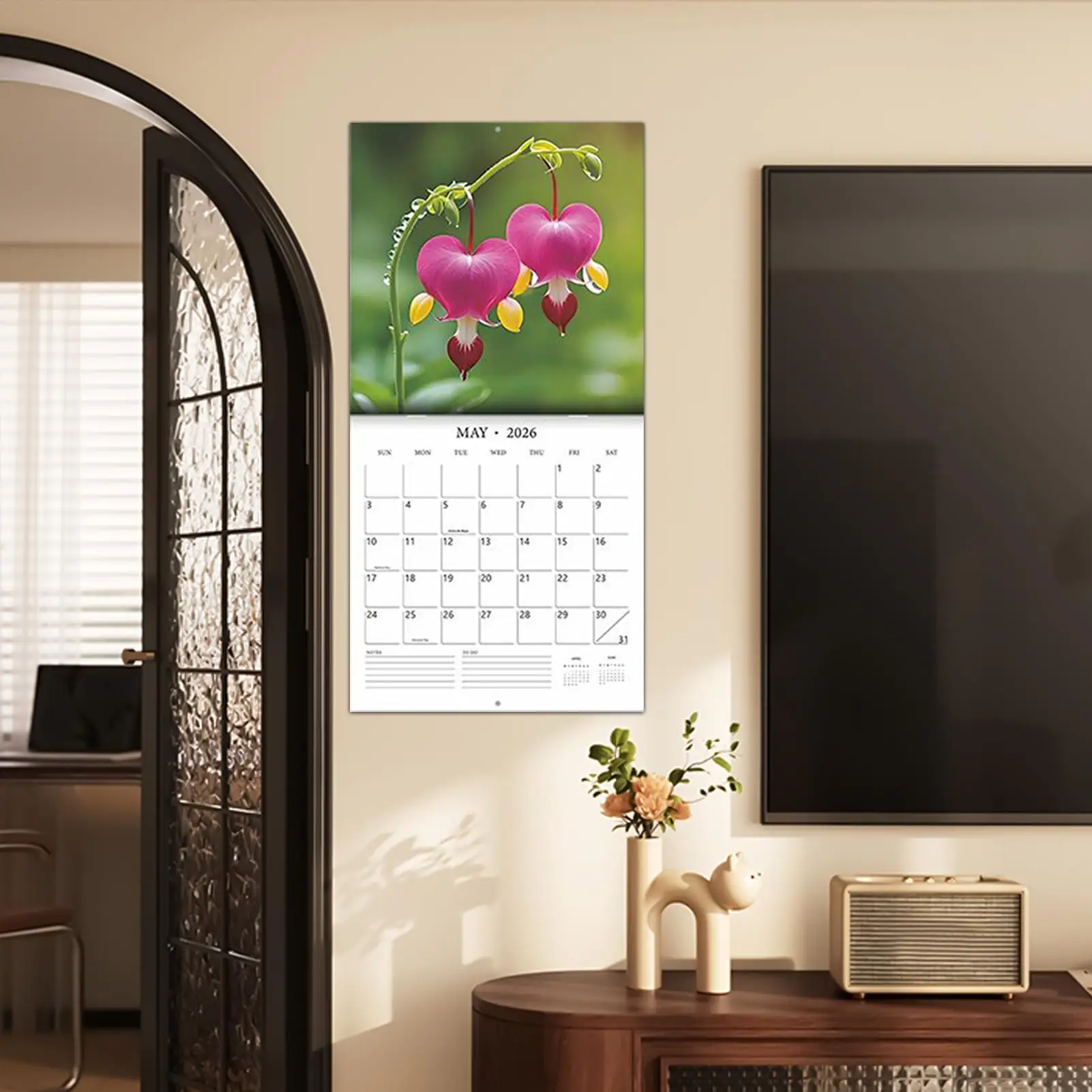 تقويم زهور لطيف تقويم 2026 مخطط جمالي تاريخ تخطيط شهري للمدرسة سيارة المطبخ المنزل الفصول الدراسية السفر