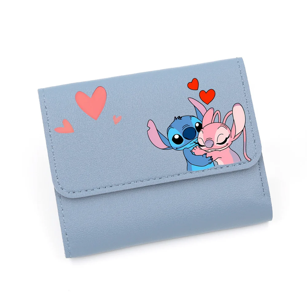 Disney-billeteras Lilo & Stitch para mujer, cartera sencilla y corta para tarjetas, bolso multifunción