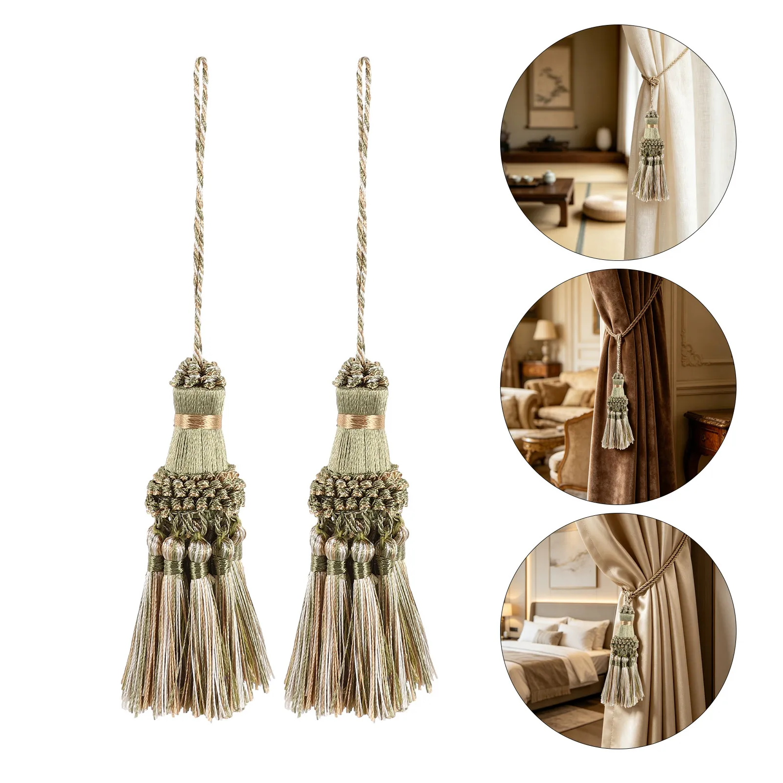 1Pair Ethnic Tassel Pendant Colorful Boho Curtain Tiebacks Moroccan Style Festival Home Decor Lightweight Drapery Tiebacks Wall