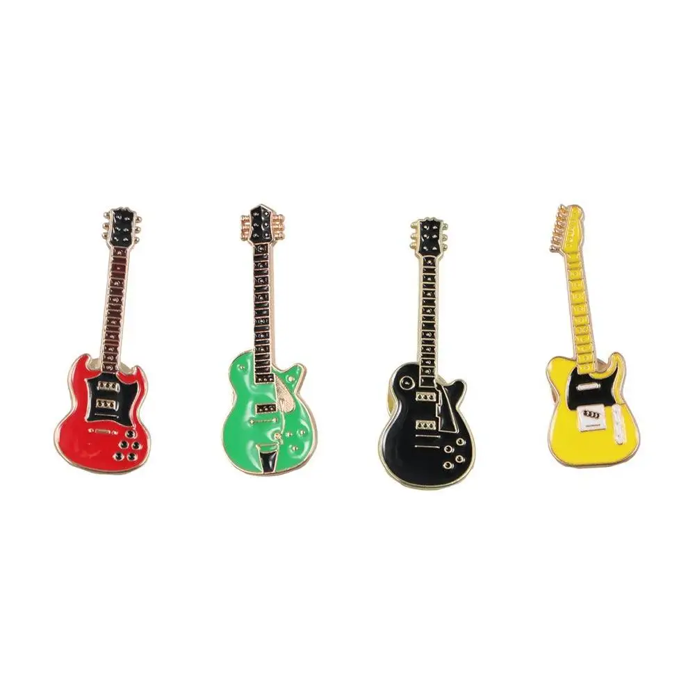 Hat Accessories Rock Band Guitar Brooch Funny Metal Guitar Lapel Badge Kpop Cartoon Guitar Enamel Pins Denim Shirt