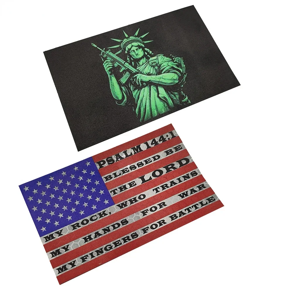 American Flag PSALM 144:1 Printing P Military Tactical Reflective Patch Stickers on Clothing with Hook&Loop Statue of Liberty