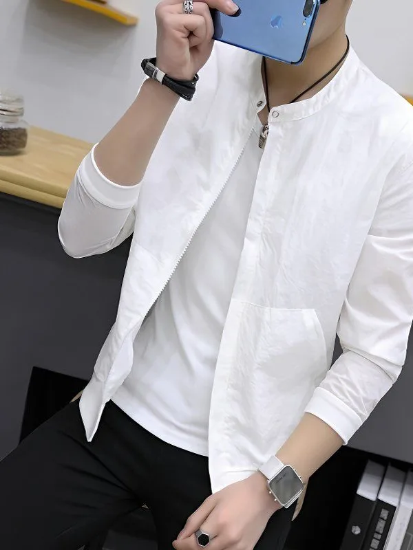 

Men's Ice Silk Lightweight Summer Outdoor Fiing Qui Dry UV Protection Clothing Stand Collar Faionable Outerwear