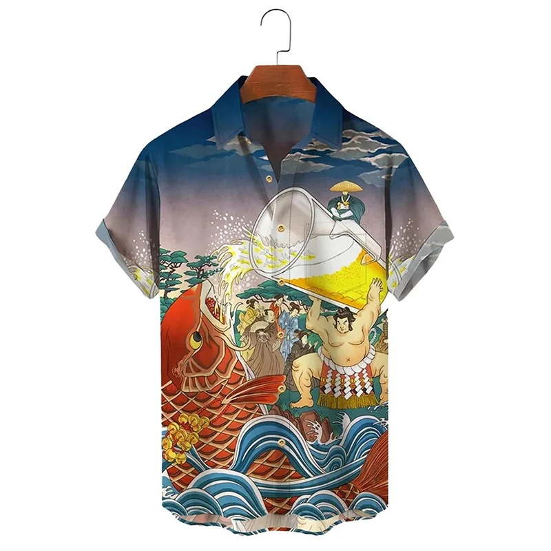 

Гавайская Новая мужская рубашка с 3D собаками, рубашка с коротким рукавом, женская футболка большого размера в японском стиле, летняя одежда 2024, мужские топы с лацканами