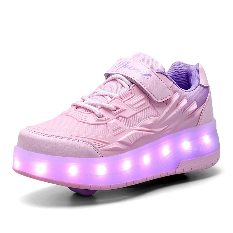 Patines de ruedas emisores de luz LED para niños y niñas, patines para adultos, zapatos de deformación para deportes al aire libre