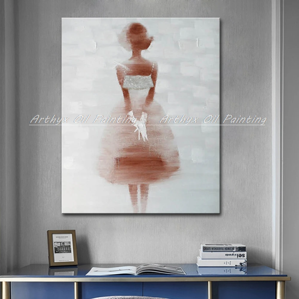 

Arthyx Handpainted Beautiful Girl Oil Painting On Canvas Modern Abstract Pop Art Poster Wall Pictures Room Decor Home Decoration