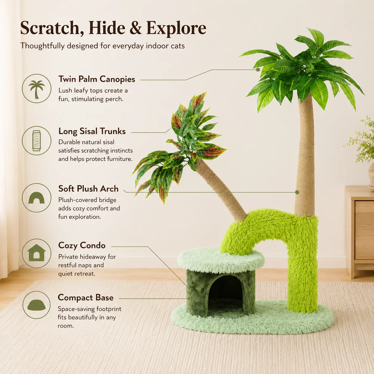 Torre de actividades para gato - Cat Scratching Post Sisal Tree Tower reseña y precio