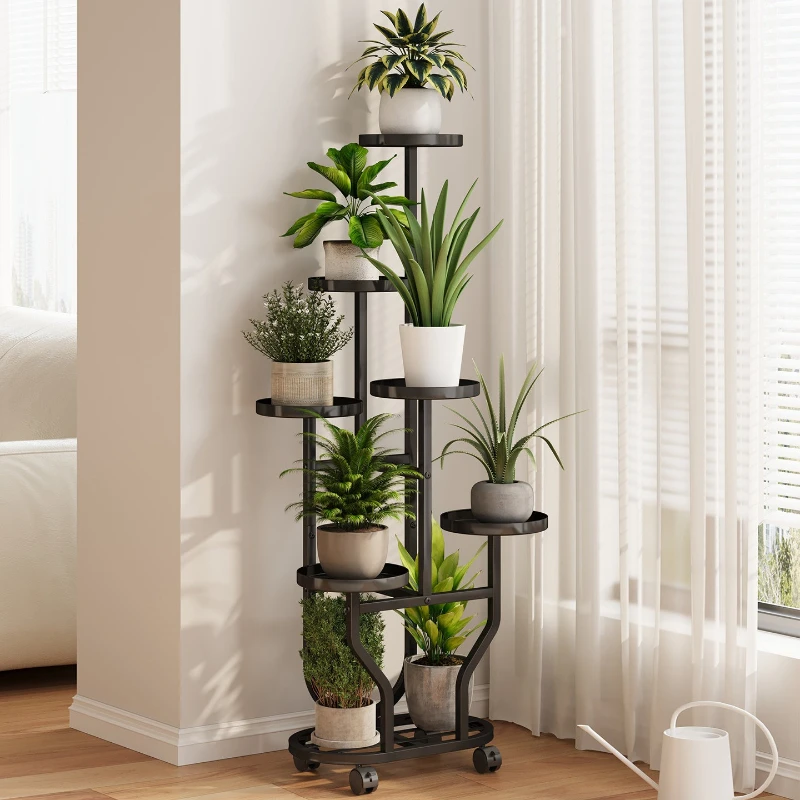 

movable living room plant stand wrought iron Floor-to-ceiling support for plants multi-layer полка для цветов Outdoor furniture