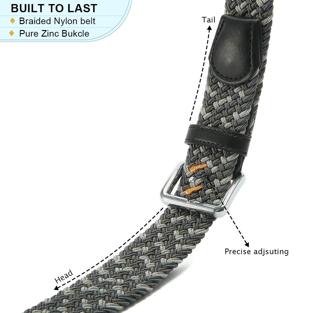 The New Men's 125cm Buckle Belt Nylon Braided Lightweight Breathable Daily Commuter Men's Belt