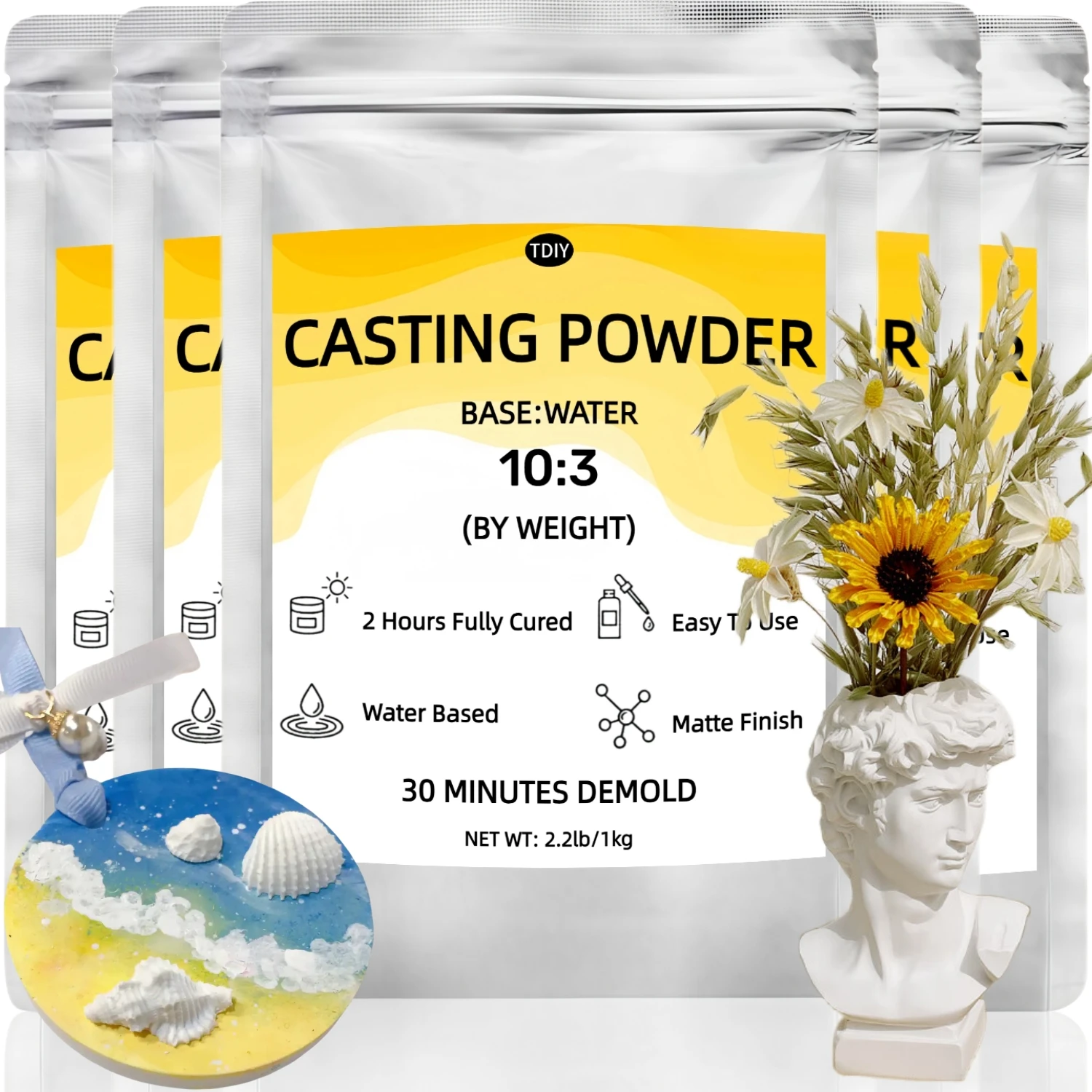 

Эко-смола для литья, быстросохнущая гипсовая смесь, для тонких деталей, легкое извлечение из формы для DIY-проектов