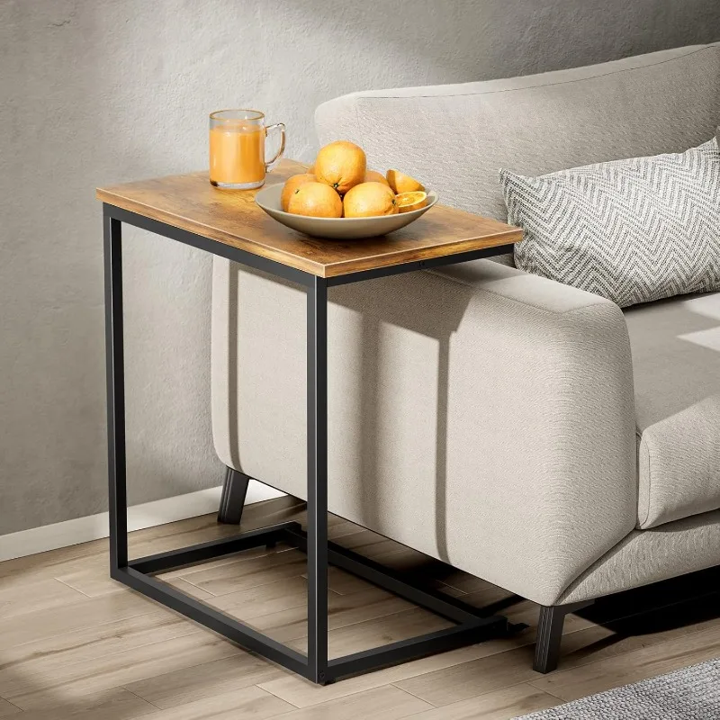 Shaped End Table 27 inches High, Side Table for Couch Slide Under, C Table Sofa Side End for Living Room