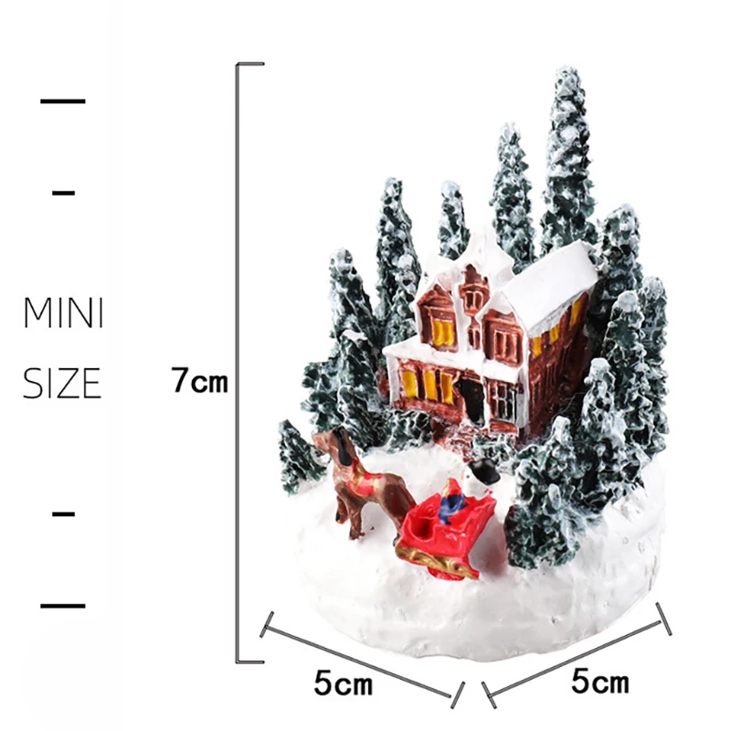 Creative Christmas Decorations Resin Small House Glowing Desktop Ornament Fun Micro Landscape Christmas Small House Small Gifts