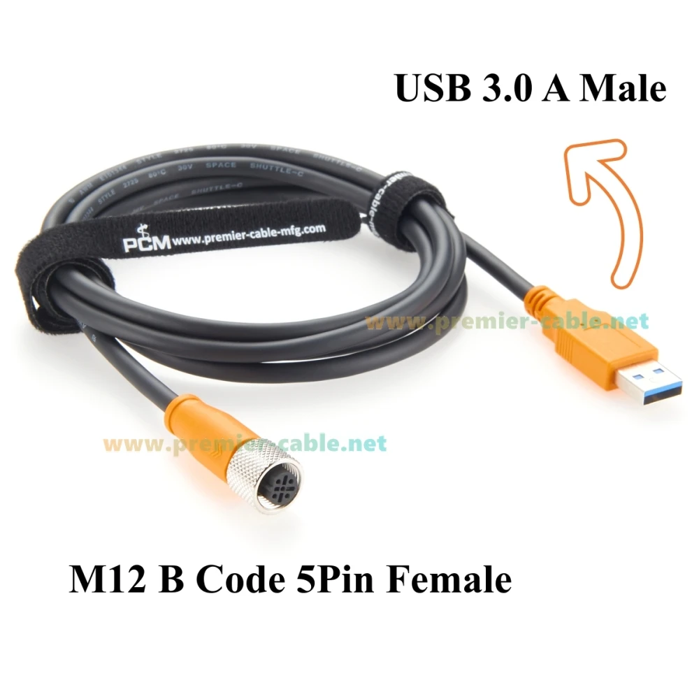 IP67 USB 3.0 A Male to M12 B Code 5Pin Female Extension Cable 480Mbps Industrial USB 3.0 Connection Cable Compatible IFM E12689