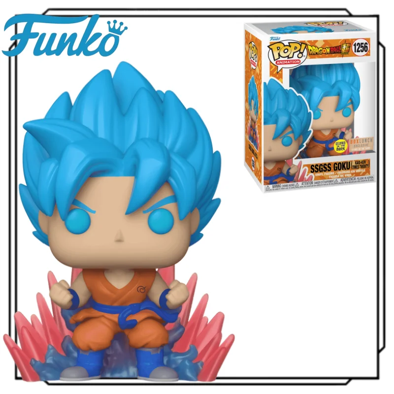 Original Funko Pop #1256 SSGSS Goku Kaio-Ken Times Twenty From Dragon Ball Super Glow in The Dark Special Edition Figure