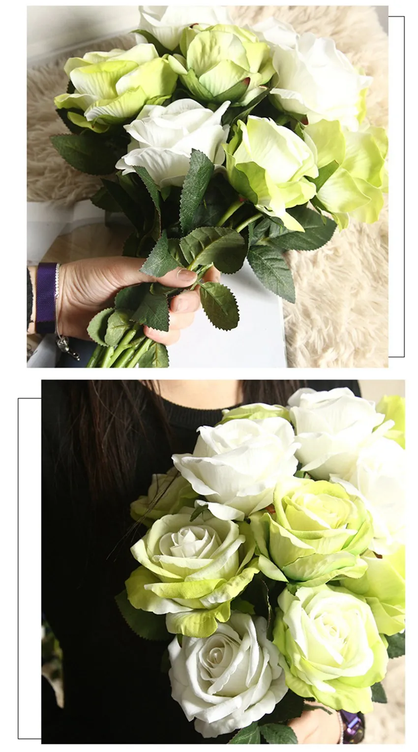 10 Stück Seiden-Kunstblumen Rosen Weihnachtsstrauß Heimdekoration Hochzeitskranz Brautaccessoires Sonderangebot Outdoor DIY Geschenk – Detail 5