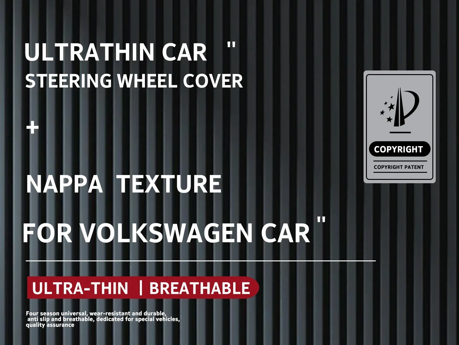 1,5 mm ultradünner Lenkradbezug, Komfortgriff, universell, 37–38 cm, für Volkswagen VW Golf Tiguan Polo T-Roc T-Cross ID.3 ID.4 – Detail 1