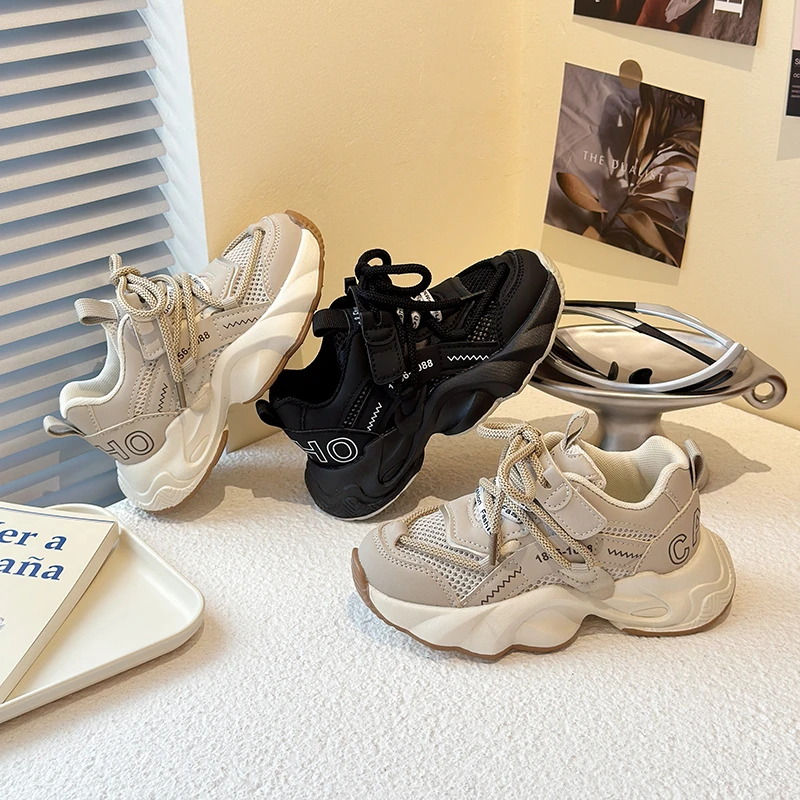 

Новая весенняя коллекция, спортивная обувь с дышащей сеткой для мальчиков и девочек, нескользящий дизайн