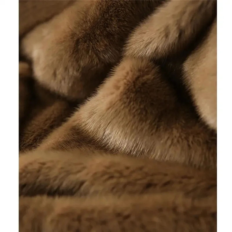 2024 Winter New Faux Mink Fleece Women Fashion Korean Style Jacket Casual Outerwear Slimming Imitation Mink Fur Coat Female Tops