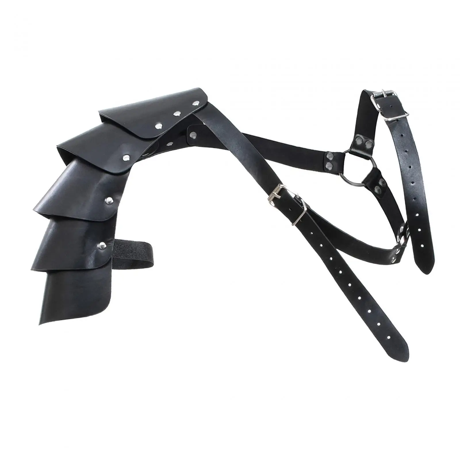Armadura de ombro de couro PU preto fantasia steampunk medieval capa de encolher de ombros ajustável para festa de Halloween homens mulheres