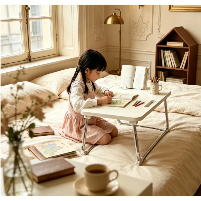 Large Foldable Bed Desk for Laptop, Keyboard-Compatible, Portable Study Writing Table, Sturdy Home Use Desk for Dorm & Bedroom