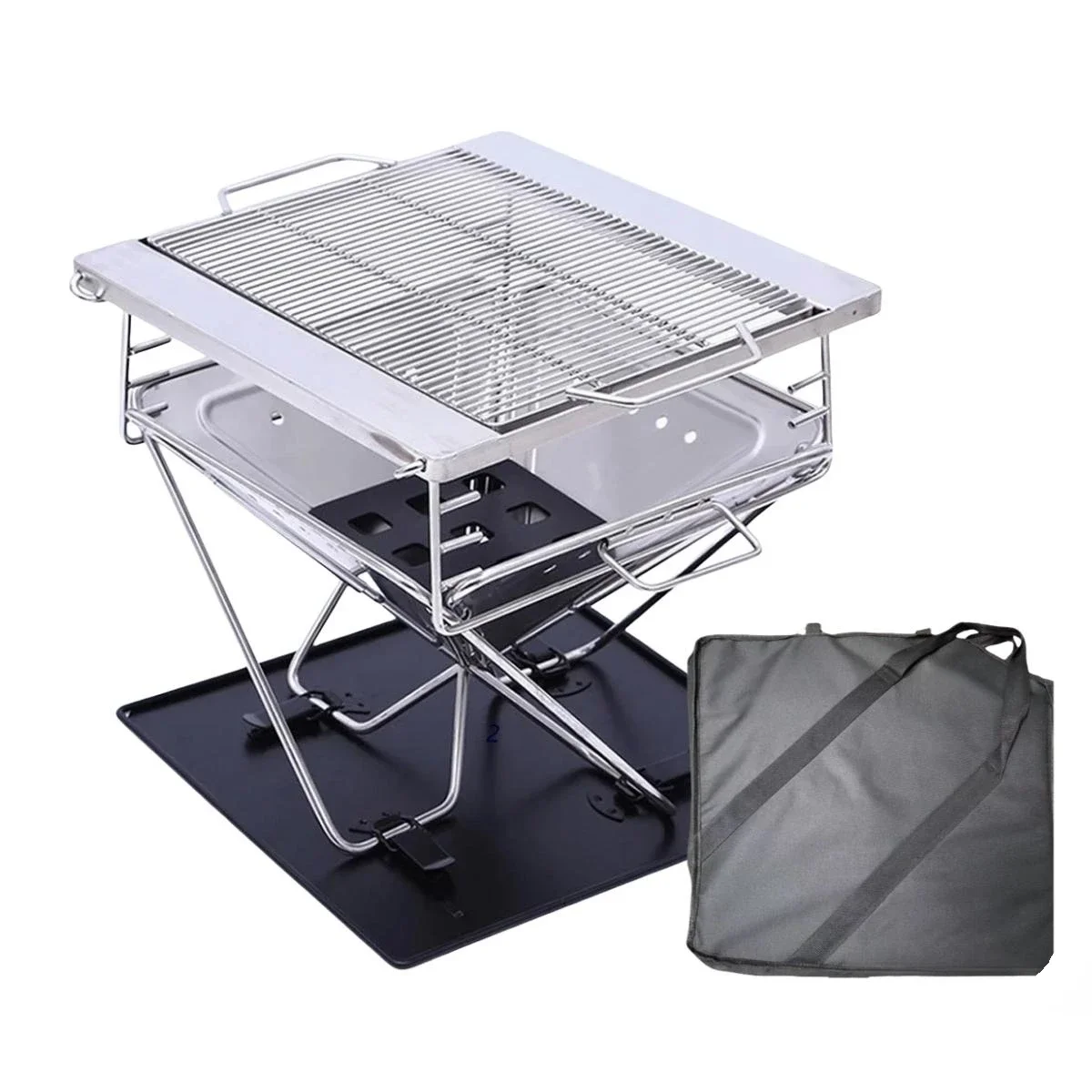 Outdoor Portable Detachable Wood Fire Stove Foldable Stainless Steel Fire Pit Folding BBQ Camping Charcoal Grill Stove