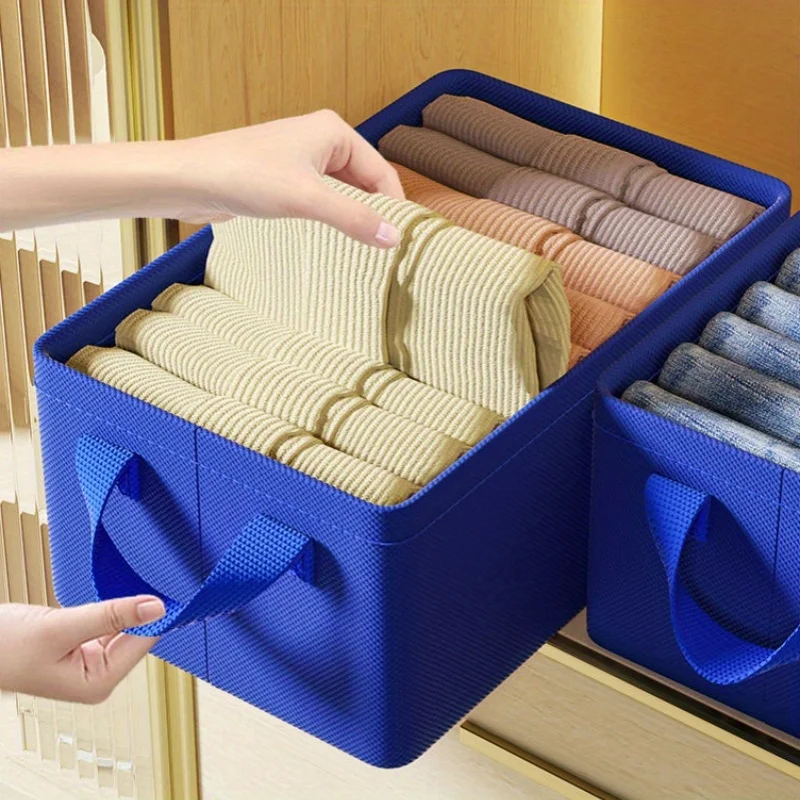 1 st Klein Blauw niet-geweven stalen frame kledingopbergdoos met grote capaciteit waterdichte slaapzaal kledingkast