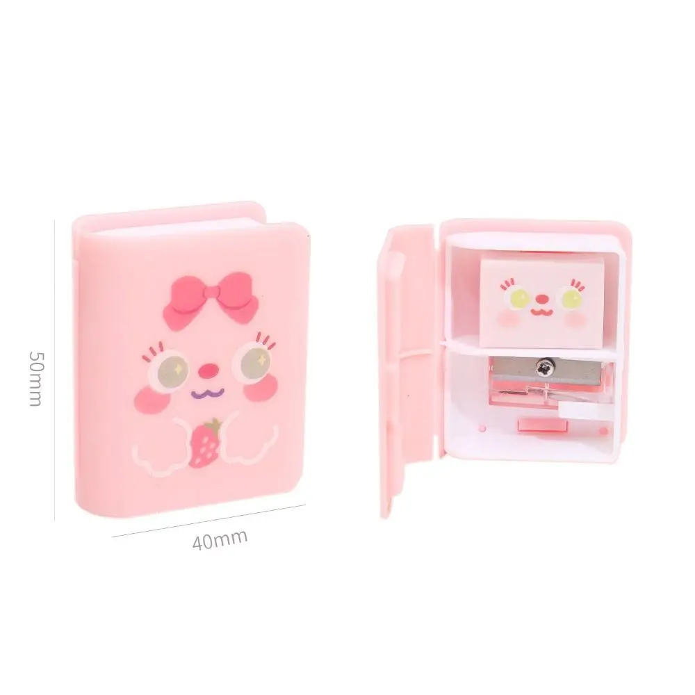 Book Shape Pencil Eraser Sharpener Set Less Rubber Debris Handwriting Pencil Cutting Tools Writing Drawing Sketching