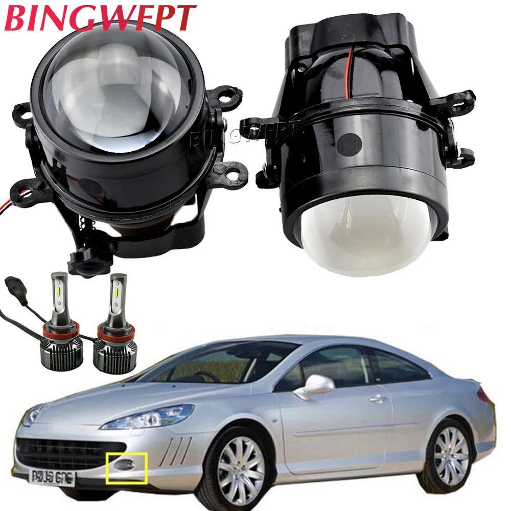 

1pair Fog Lights Bixenon LED H11 D2H Projector Lens For Peugeot 407 Coupe 6C_ 2005-2011 For 207 208 307 607 3008 SW CC VAN