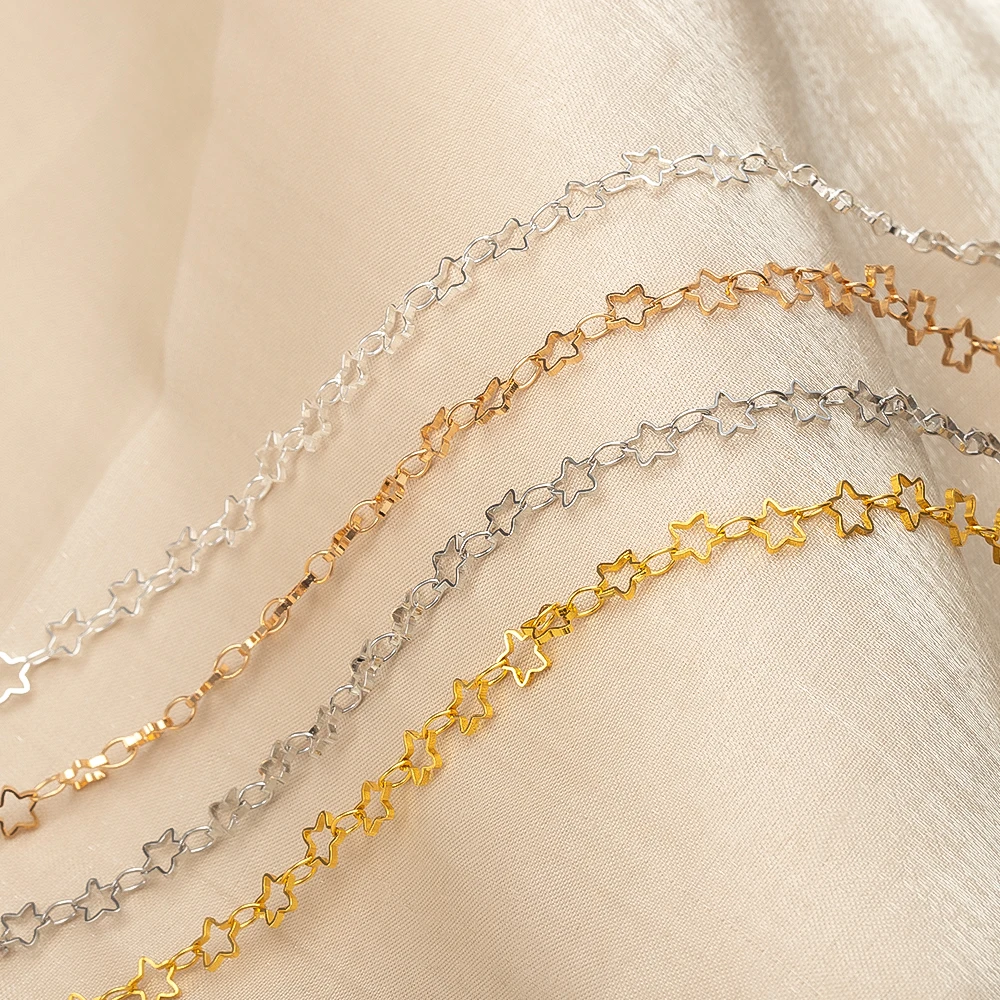 

1Meter 5mm Gold Color Star Chain Bulk Copper Chain for DIY Neckalce Bracelet Jewelry Making Components Accessories