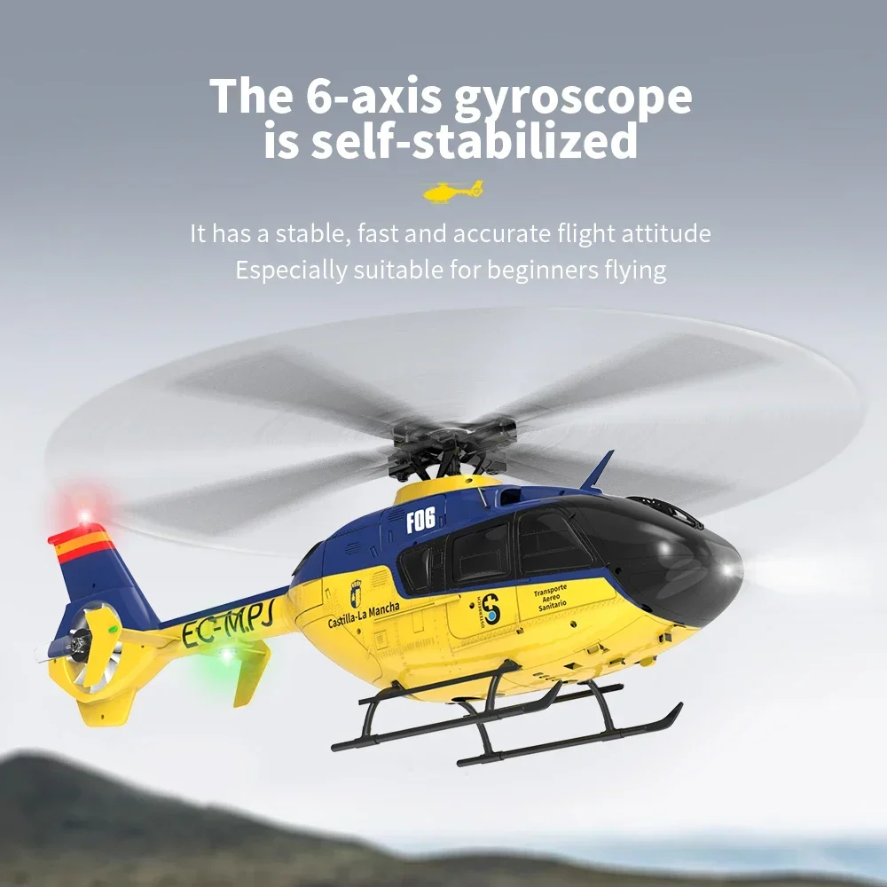 YXZNRC F06 EC135 Helikopter RC 1:36 2.4G 6CH 6-osiowy żyroskop Model RTF Bezszczotkowa rolka Flybarless Samoloty Zabawki Dla Adul