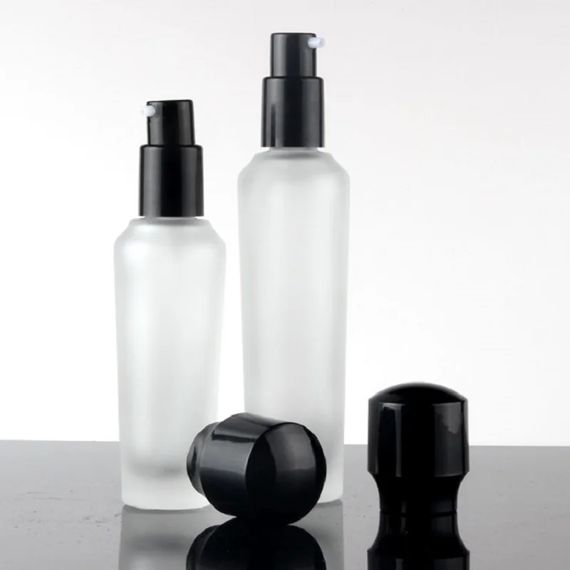 50ml frosted glass bottle black pump for serum/lotion/emulsion/foundation complex recovery skin care  cosmetic packing