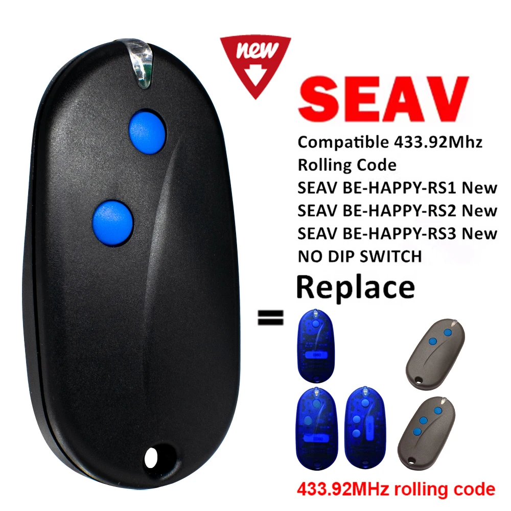 

SEAV BE HAPPY RH2 Garage Door Remote Control 433.92MHz Gate Opener Transmitter