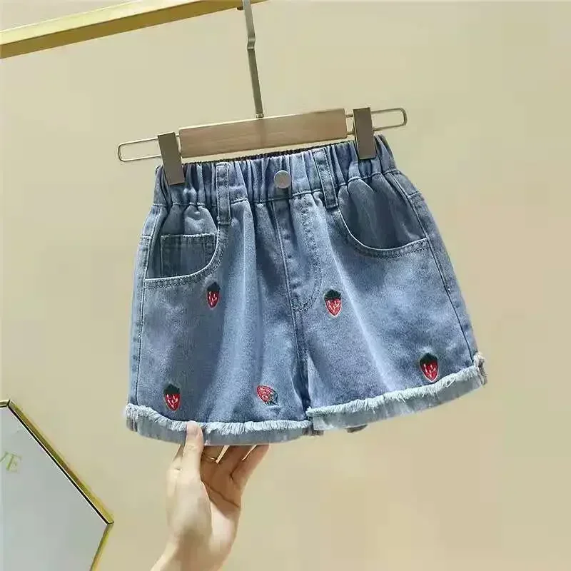 1pcs Girls Shorts Kids Denim Pants Casual Jeans Children Cartoon Printed Clothing Teenagers Short Trousers Kids Infant Bottoms