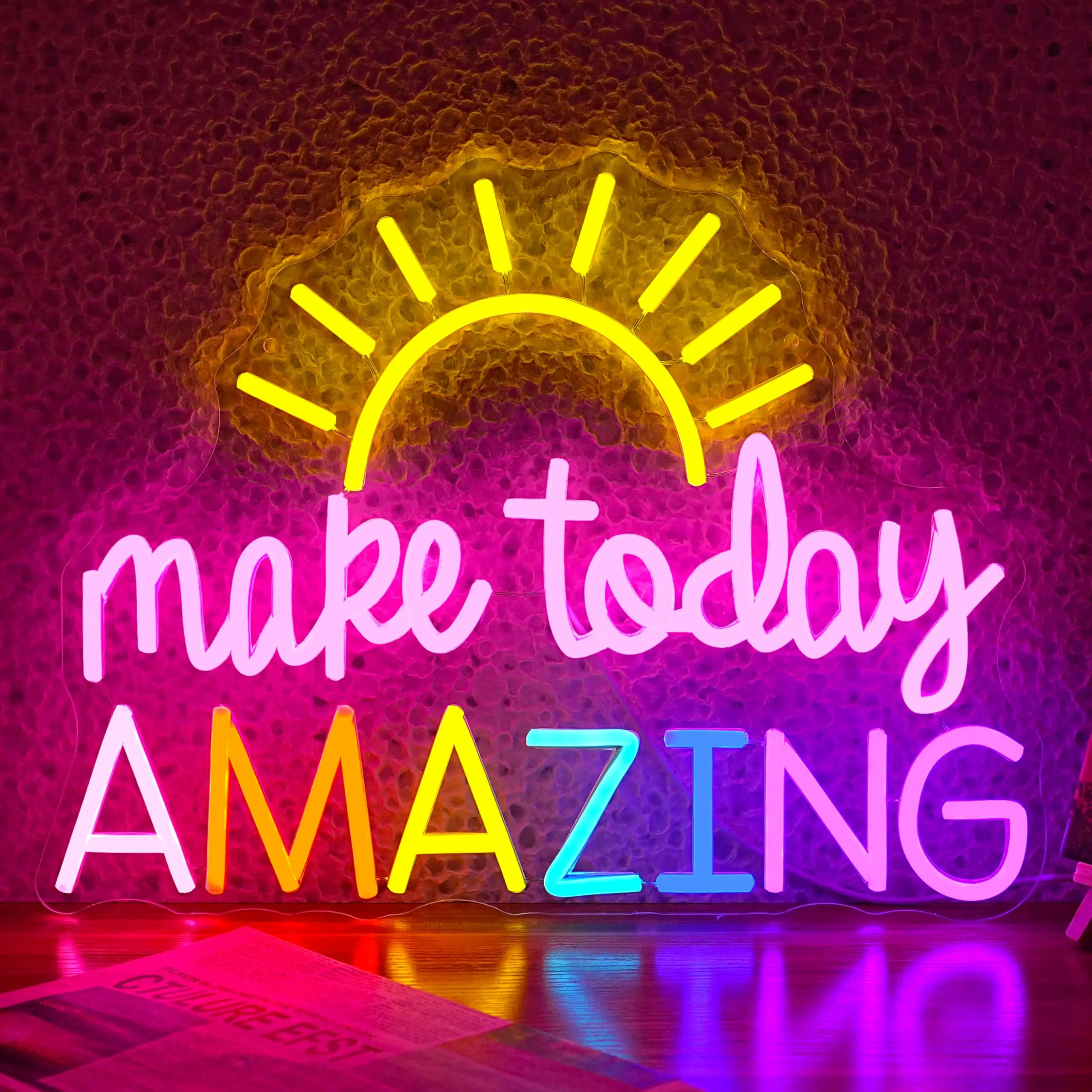 

Make Today Amazing Neon Sign Sunrise Neon Light Inspirational Neon Sign Wall Art LED Sign for Party Birthday Cafe Wedding Gym