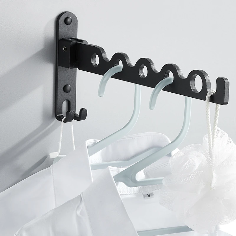 

Invisible Clothes Hanger Non Perforated Foldable Wall Mounted Bathroom Balcony Clothes Hanger Household Sanitary Coat Racks