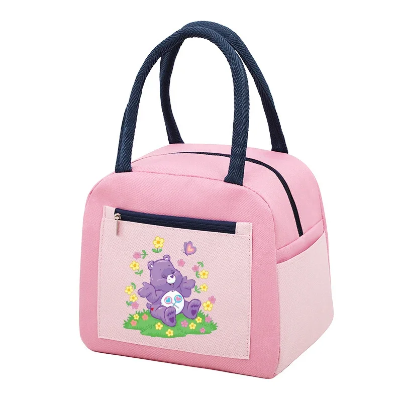 Carebearss Lunch Bag Kids Anime Bento Food Handbag Children School Picnic Thermal Insulation Pouch Girls Gift Hot Sales