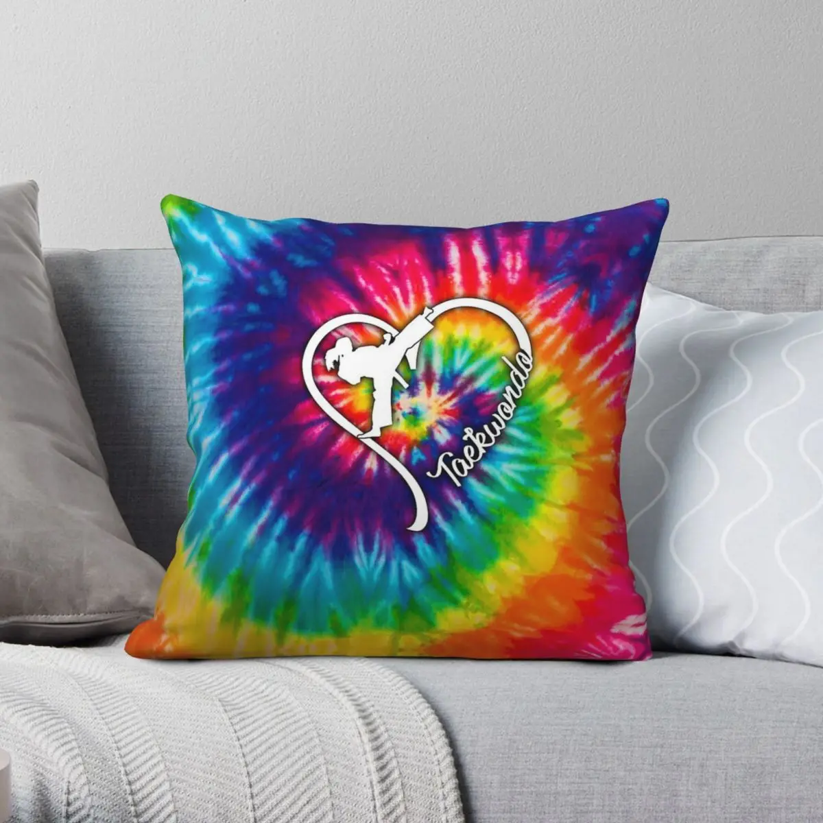 

Taekwondo Hippie Square Pillowcase Polyester Linen Velvet Creative Zip Decor Bed Cushion Cover
