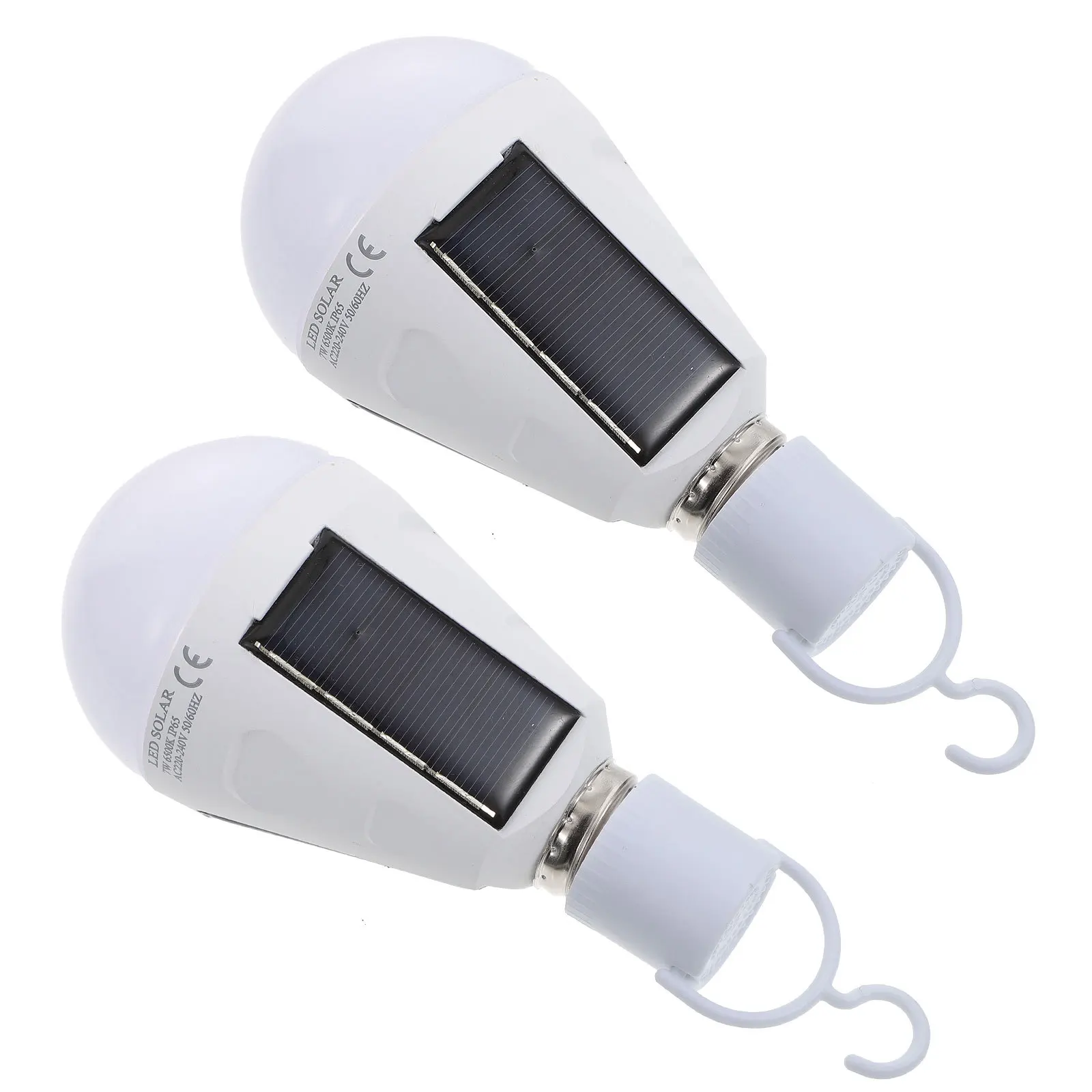 2 قطعة ضوء الطوارئ الشمسية المحمولة 7 واط LED لمبة E27 مع هوك الإضاءة في الهواء الطلق للتخييم المنزل انقطاع التيار الكهربائي مصباح للطاقة الشمسية