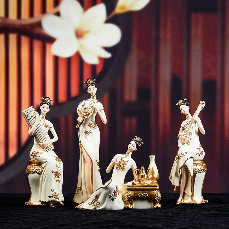 

Chinese Classical Beauty Figure Sculpture, Luxury, High-end Crafts, Figurine Statues for Living Room Decoration, Desk Showcase